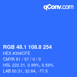 カラーコード: RGB 48.1 108.8 254 | qconv.com