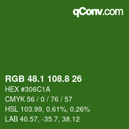 カラーコード: RGB 48.1 108.8 26 | qconv.com