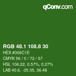 カラーコード: RGB 48.1 108.8 30 | qconv.com