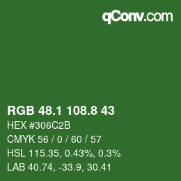 カラーコード: RGB 48.1 108.8 43 | qconv.com
