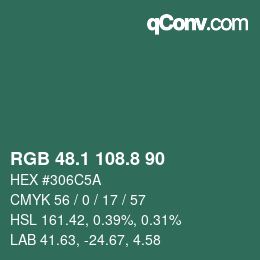 カラーコード: RGB 48.1 108.8 90 | qconv.com