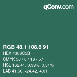 Color code: RGB 48.1 108.8 91 | qconv.com