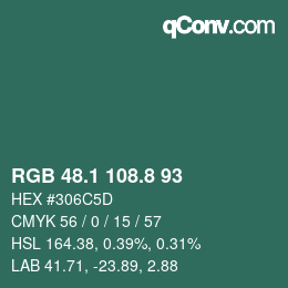 Color code: RGB 48.1 108.8 93 | qconv.com
