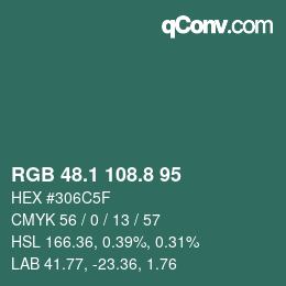 カラーコード: RGB 48.1 108.8 95 | qconv.com
