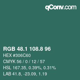 Color code: RGB 48.1 108.8 96 | qconv.com