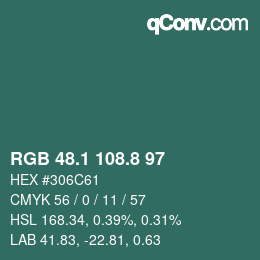 Color code: RGB 48.1 108.8 97 | qconv.com