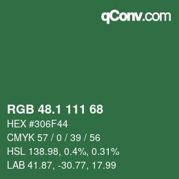 カラーコード: RGB 48.1 111 68 | qconv.com