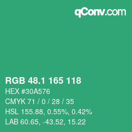 カラーコード: RGB 48.1 165 118 | qconv.com