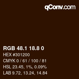 Color code: RGB 48.1 18.8 0 | qconv.com