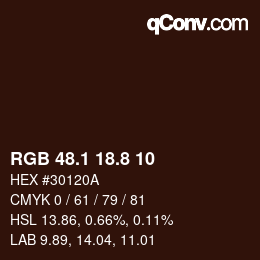 カラーコード: RGB 48.1 18.8 10 | qconv.com