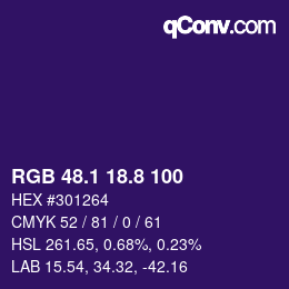 カラーコード: RGB 48.1 18.8 100 | qconv.com