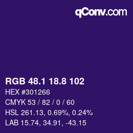 カラーコード: RGB 48.1 18.8 102 | qconv.com