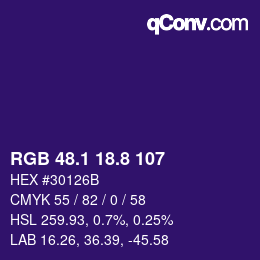 カラーコード: RGB 48.1 18.8 107 | qconv.com