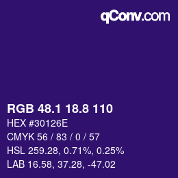 カラーコード: RGB 48.1 18.8 110 | qconv.com