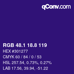 カラーコード: RGB 48.1 18.8 119 | qconv.com