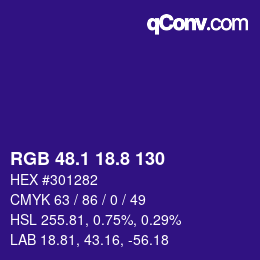 カラーコード: RGB 48.1 18.8 130 | qconv.com
