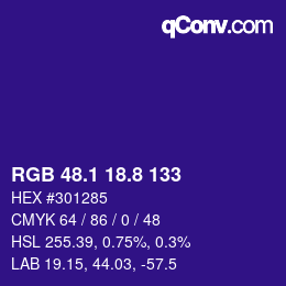 カラーコード: RGB 48.1 18.8 133 | qconv.com