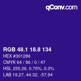 カラーコード: RGB 48.1 18.8 134 | qconv.com
