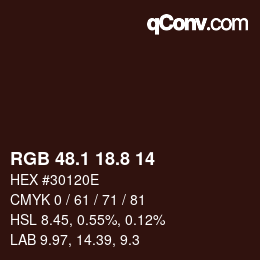 Color code: RGB 48.1 18.8 14 | qconv.com