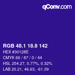 カラーコード: RGB 48.1 18.8 142 | qconv.com