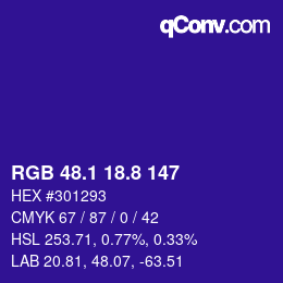 カラーコード: RGB 48.1 18.8 147 | qconv.com