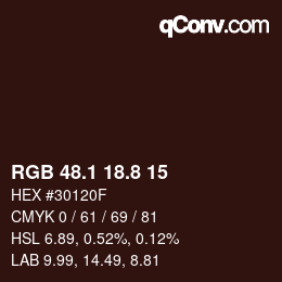 Color code: RGB 48.1 18.8 15 | qconv.com