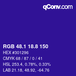 カラーコード: RGB 48.1 18.8 150 | qconv.com