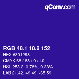 カラーコード: RGB 48.1 18.8 152 | qconv.com