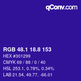 カラーコード: RGB 48.1 18.8 153 | qconv.com