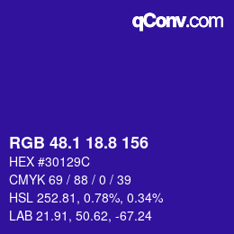 カラーコード: RGB 48.1 18.8 156 | qconv.com