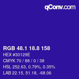 カラーコード: RGB 48.1 18.8 158 | qconv.com
