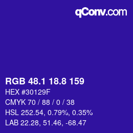 カラーコード: RGB 48.1 18.8 159 | qconv.com