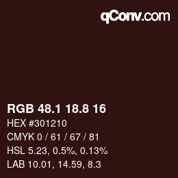 Color code: RGB 48.1 18.8 16 | qconv.com