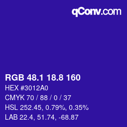 カラーコード: RGB 48.1 18.8 160 | qconv.com