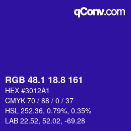 カラーコード: RGB 48.1 18.8 161 | qconv.com