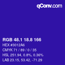 カラーコード: RGB 48.1 18.8 166 | qconv.com
