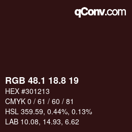 Color code: RGB 48.1 18.8 19 | qconv.com