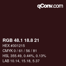 カラーコード: RGB 48.1 18.8 21 | qconv.com