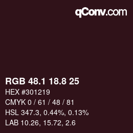 Color code: RGB 48.1 18.8 25 | qconv.com