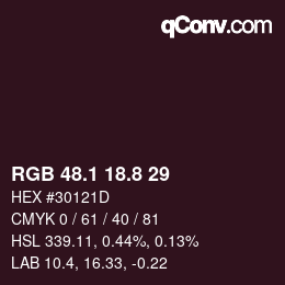Color code: RGB 48.1 18.8 29 | qconv.com