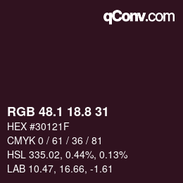 Color code: RGB 48.1 18.8 31 | qconv.com