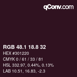 カラーコード: RGB 48.1 18.8 32 | qconv.com