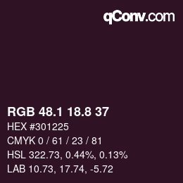 カラーコード: RGB 48.1 18.8 37 | qconv.com