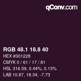 Color code: RGB 48.1 18.8 40 | qconv.com