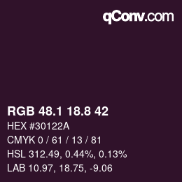 カラーコード: RGB 48.1 18.8 42 | qconv.com