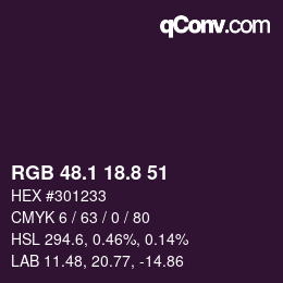 Color code: RGB 48.1 18.8 51 | qconv.com