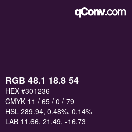 Color code: RGB 48.1 18.8 54 | qconv.com