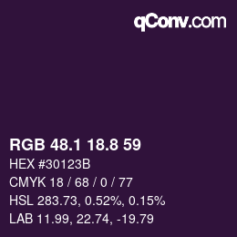 カラーコード: RGB 48.1 18.8 59 | qconv.com