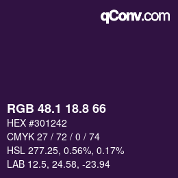 カラーコード: RGB 48.1 18.8 66 | qconv.com