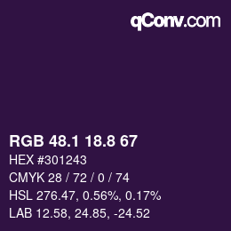 カラーコード: RGB 48.1 18.8 67 | qconv.com